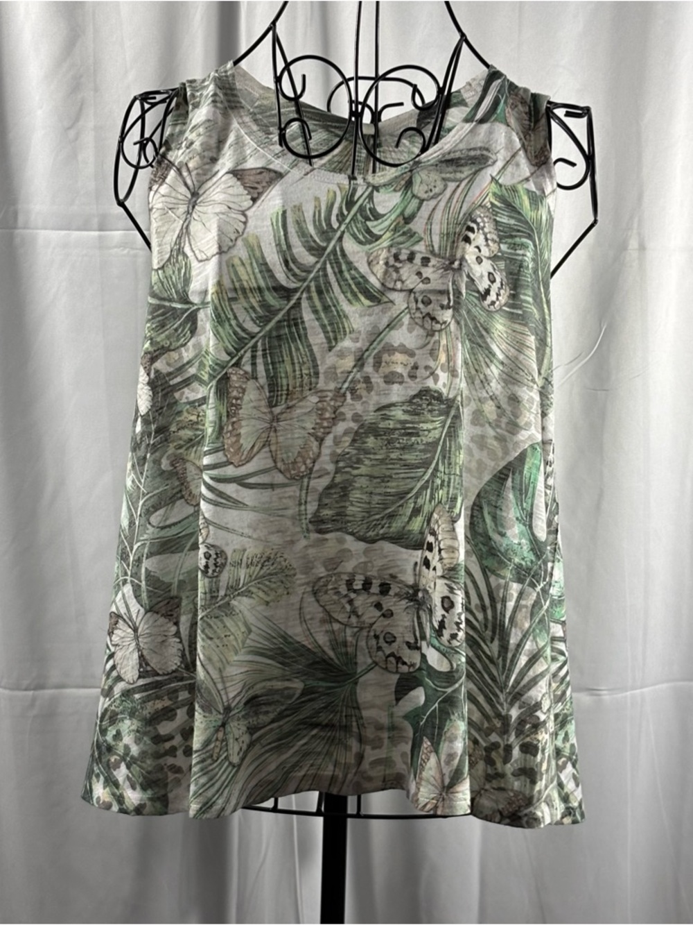 Tryst Green Botanical & Butterfly A-Line Tank